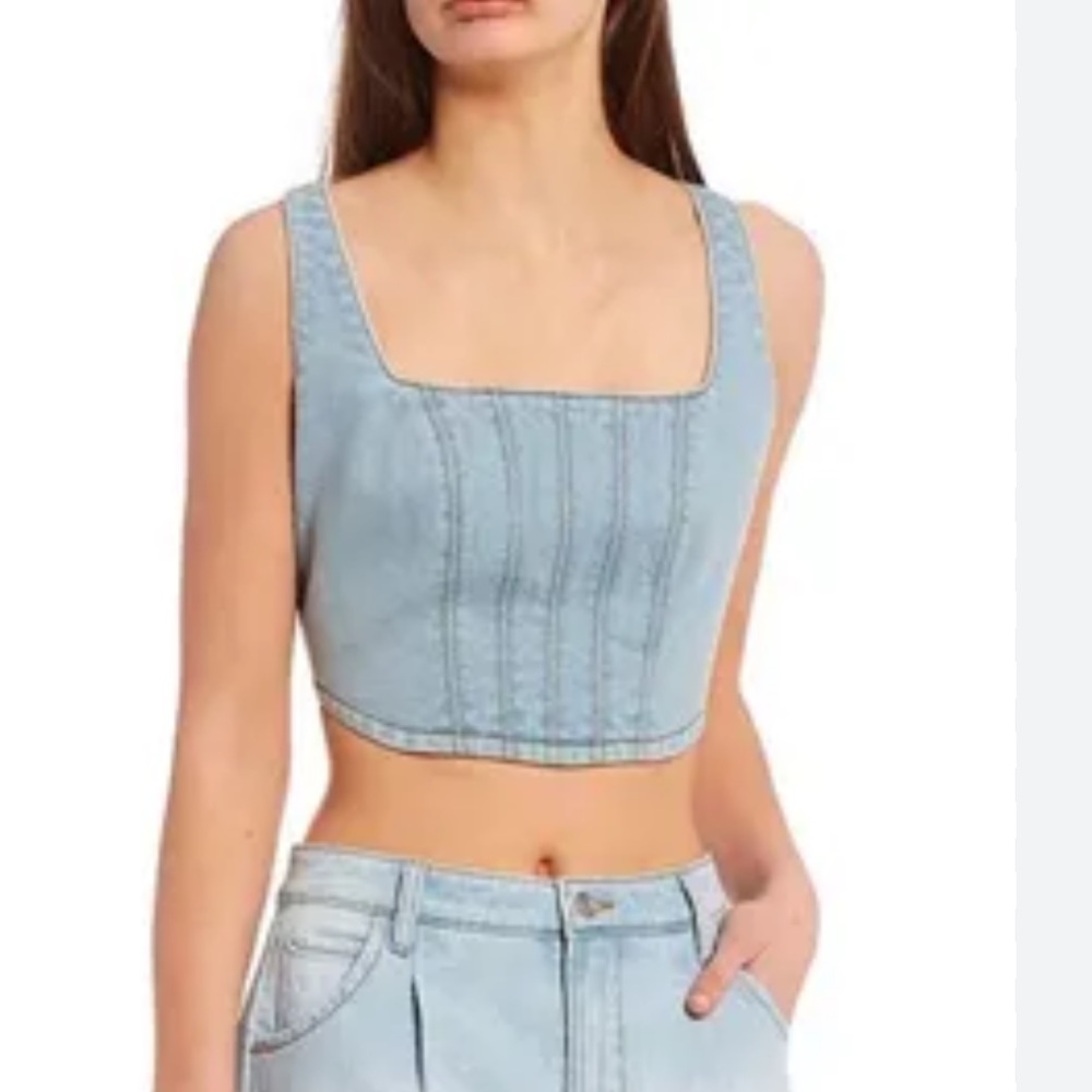 NWT GIANNI BINI GB denim crop top size S